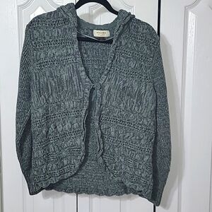 Sonoma Cable Knit Cardigan hooded- Size Large Moss green